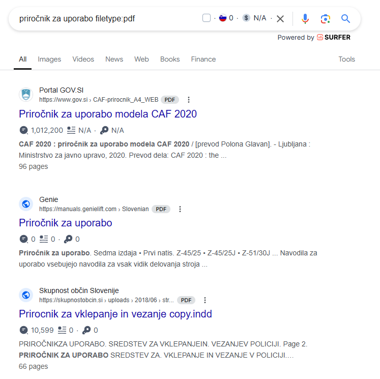 google iskalnik priročnik za uporabo pdf